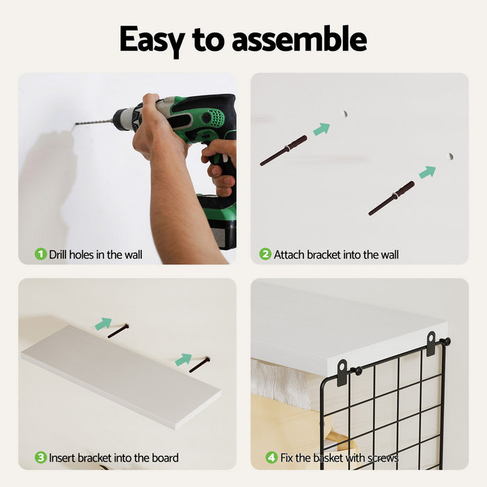 Floating Wall Shelf Set Of 3 White