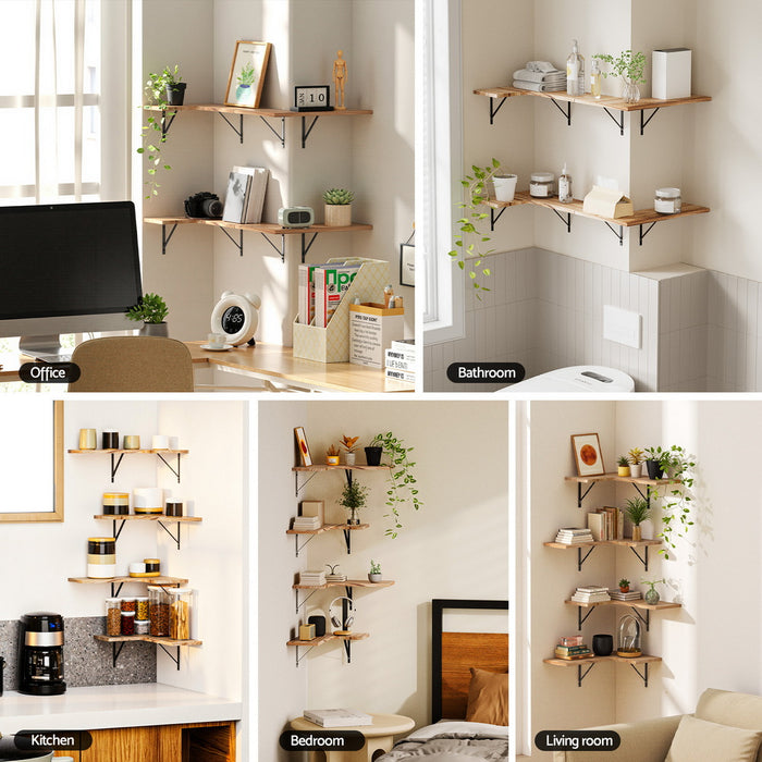 Floating Wall Shelf Corner Shelves Set Of 4 Wood