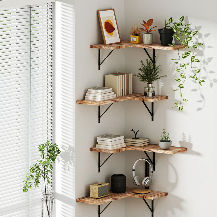 Floating Wall Shelf Corner Shelves Set Of 4 Wood