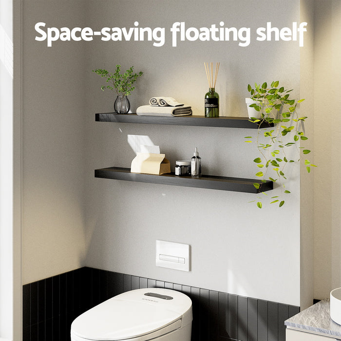 Floating Wall Shelf Set Of 2 Black 90Cm