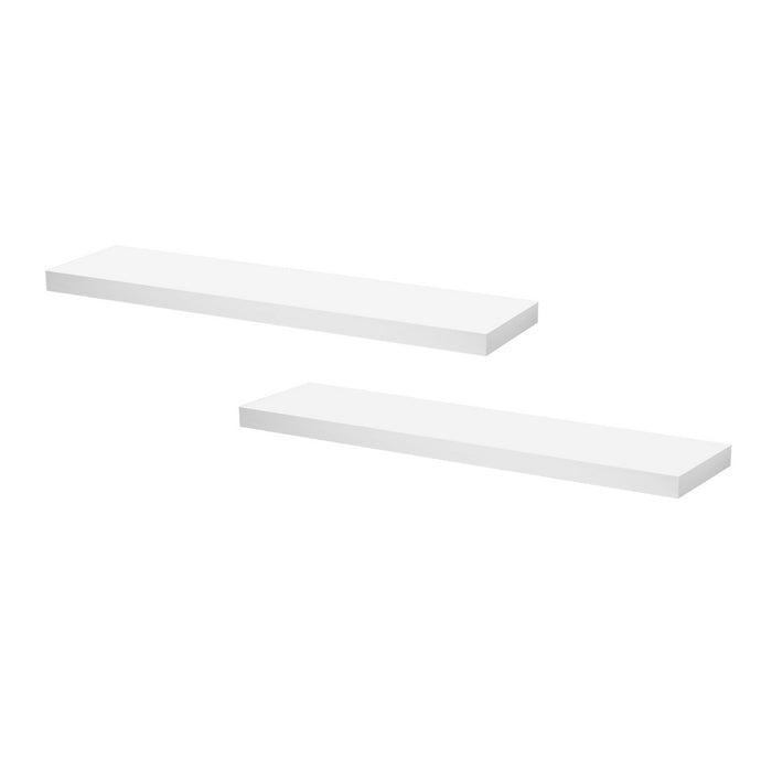 Floating Wall Shelf Set Of 2 White 90Cm