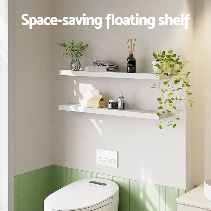 Floating Wall Shelf Set Of 2 White 90Cm
