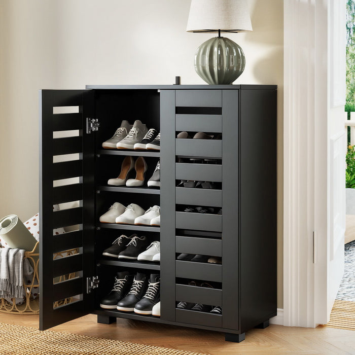 Shoe Rack Storage Cabinet 20 Pairs 5-Tier Black Alster