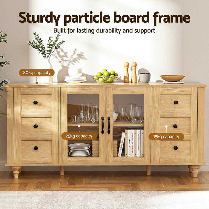 Buffet Sideboard Storage Cabinet Kitchen Cupboard Faux Drawer 150cm Pine