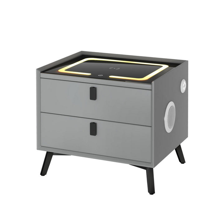 Smart Bedside Table With Wireless Charging Aika Grey