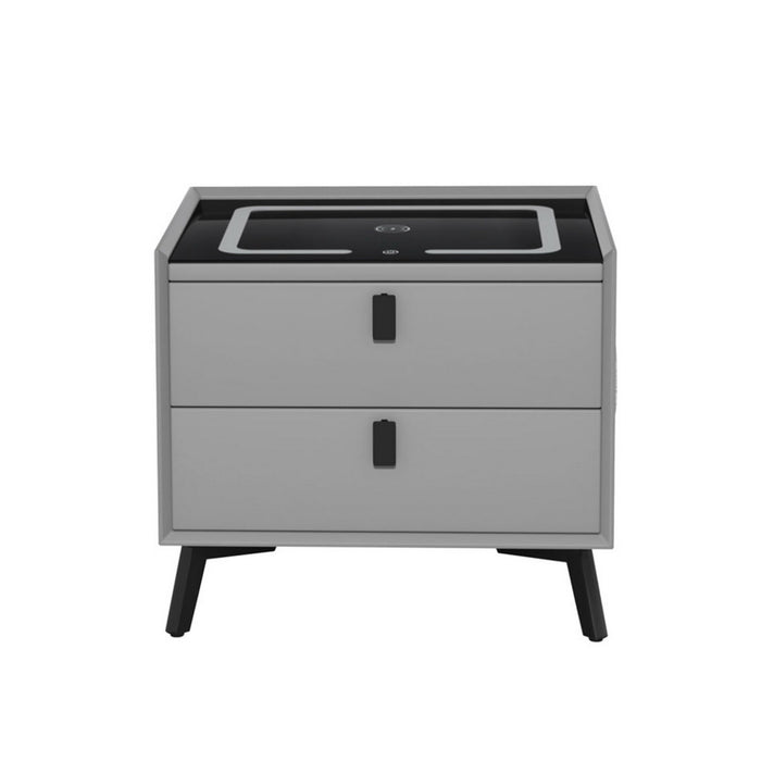Smart Bedside Table With Wireless Charging Aika Grey