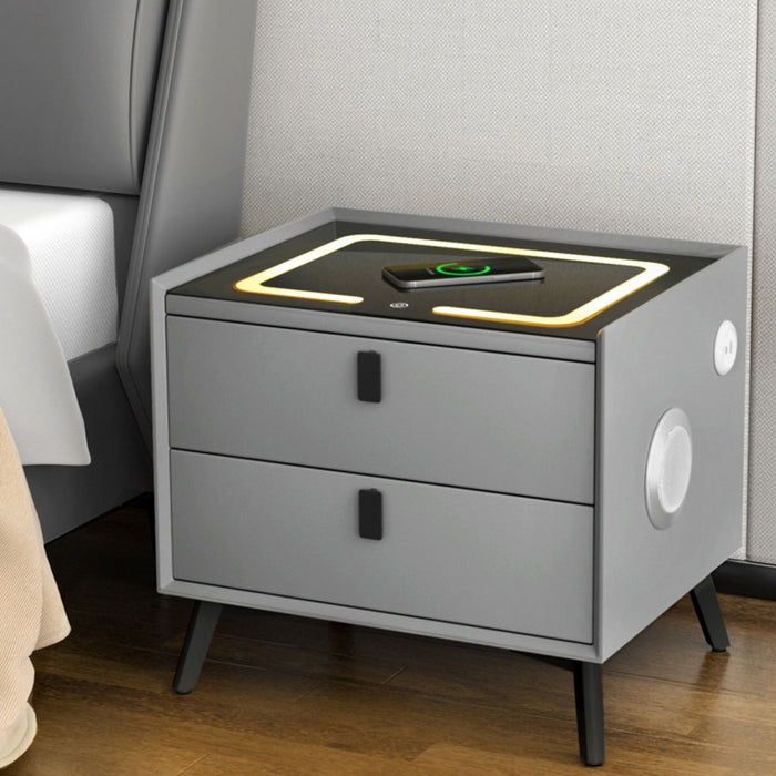 Smart Bedside Table With Wireless Charging Aika Grey
