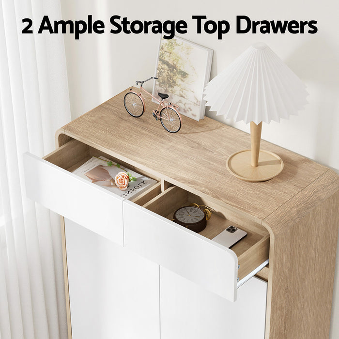 Shoe Rack Cabinet 20 Pairs Storage Cupboard Pine&White