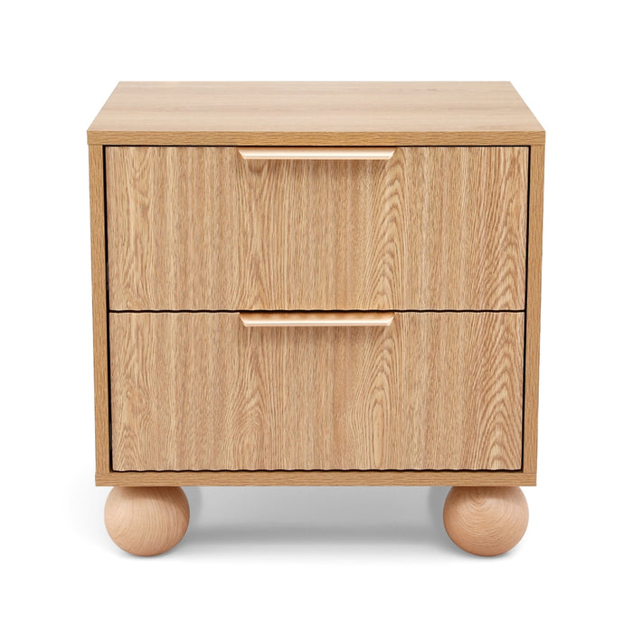 Rattan Bedside Table 2 Drawers Pine