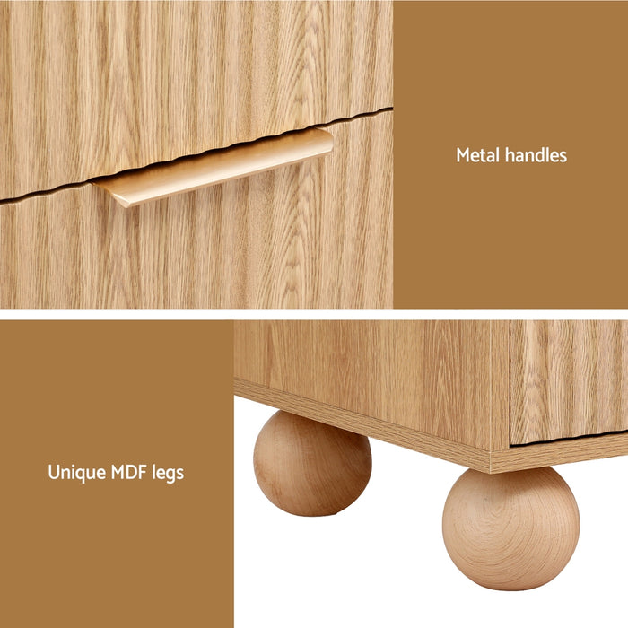 Rattan Bedside Table 2 Drawers Pine