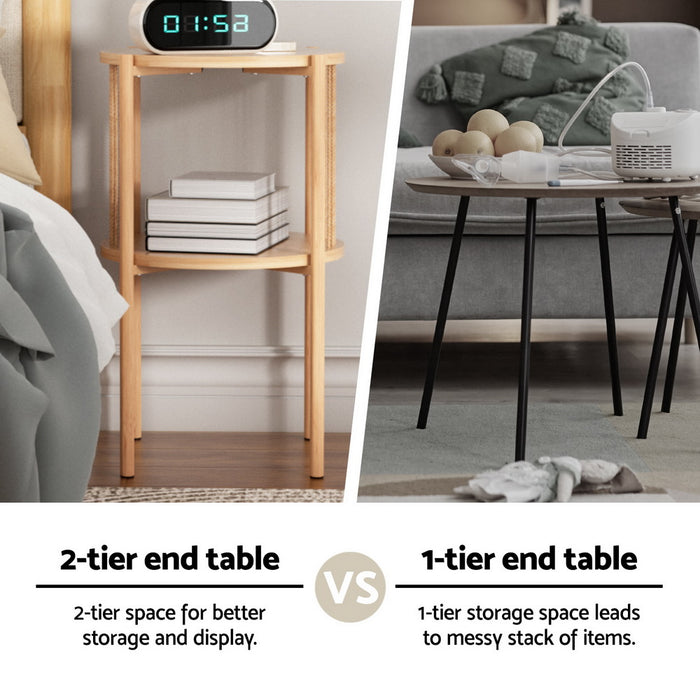 Coffee Table 2-Tier Round Wood