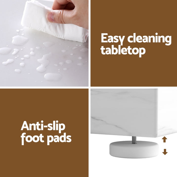 Console Table Marble Effect White & Gold