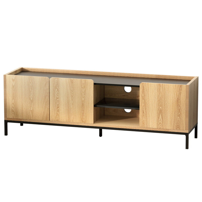 Tv Unit Entertainment Unit Storage Cabinet Shelf 160cm Pine