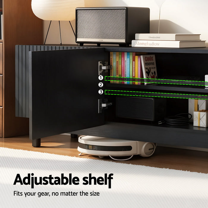 Tv Unit Entertainment Unit Storage Cabinet 180cm Black