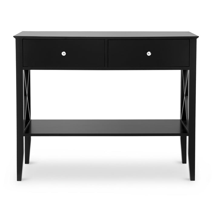 Console Table 2 Drawers 100cm Black