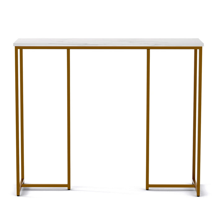 Console Table Marble Effect White & Gold