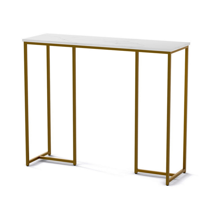 Console Table Marble Effect White & Gold