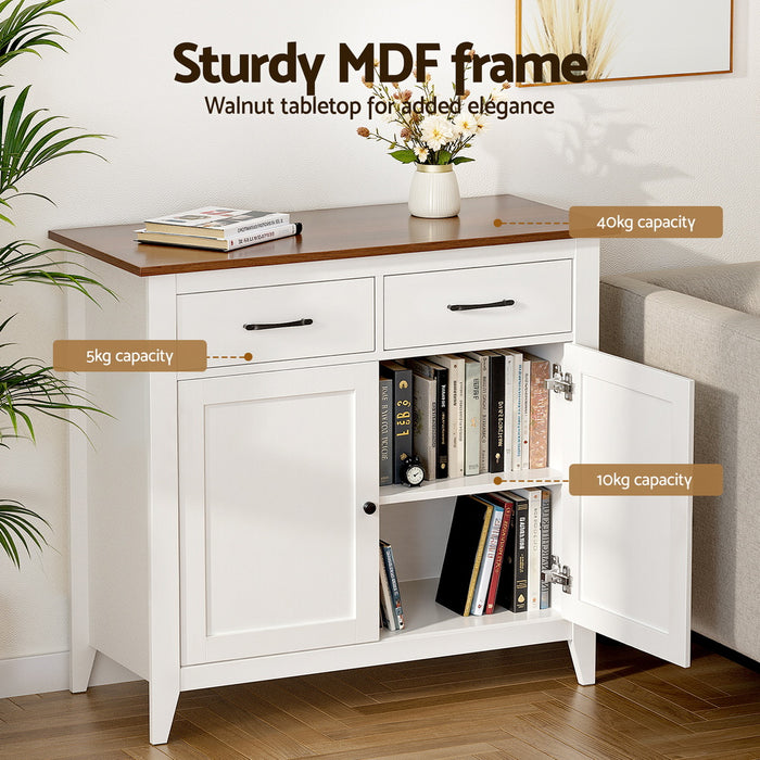 Buffet Sideboard Storage Cabinet Kitchen Cupboard Hallway 2 Drawers White