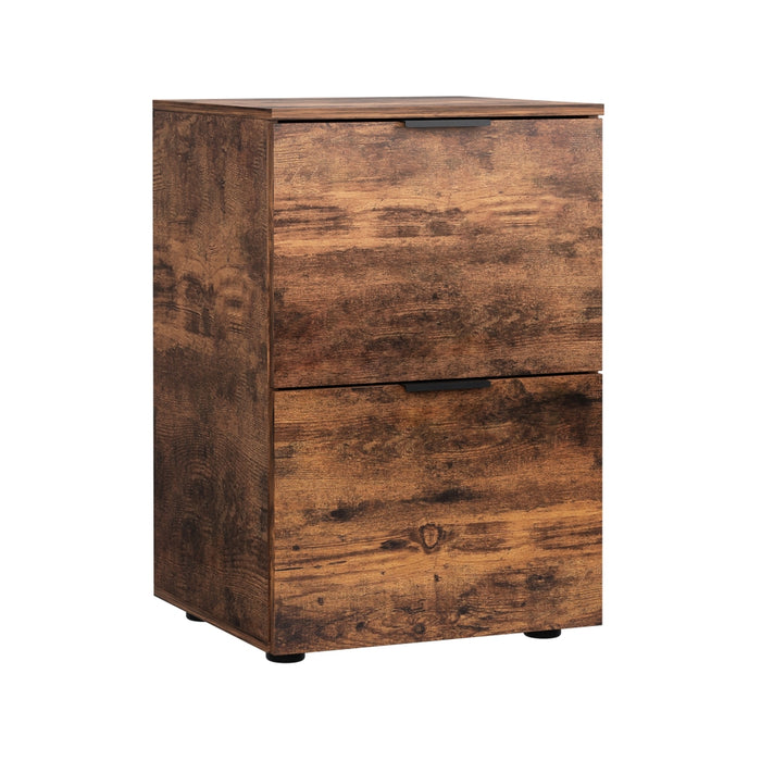 Filing Cabinet Files Storage Office Shelves File Organiser Rustic Brown 2 Drawer
