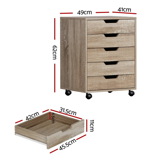 5-Drawer Rolling Storage Cabinet