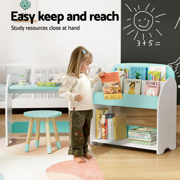 Kids Bookshelf 2 In 1 Table Chair Set Bookcase Toys Shelves Children Organiser