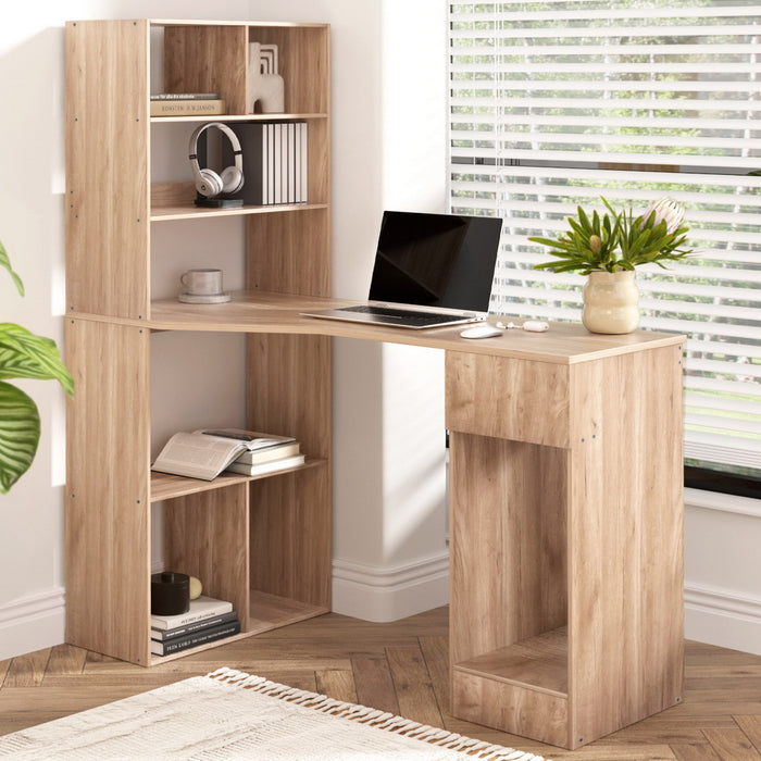 Spacious Computer Oak Desk With Drawer