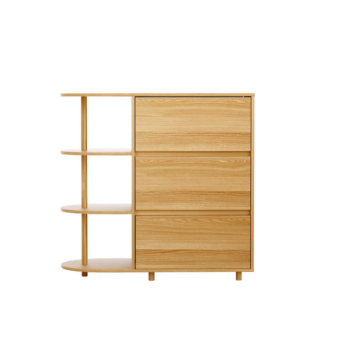 Chest Of 3 Drawers Storage Cabinet 3 Shelves Pine