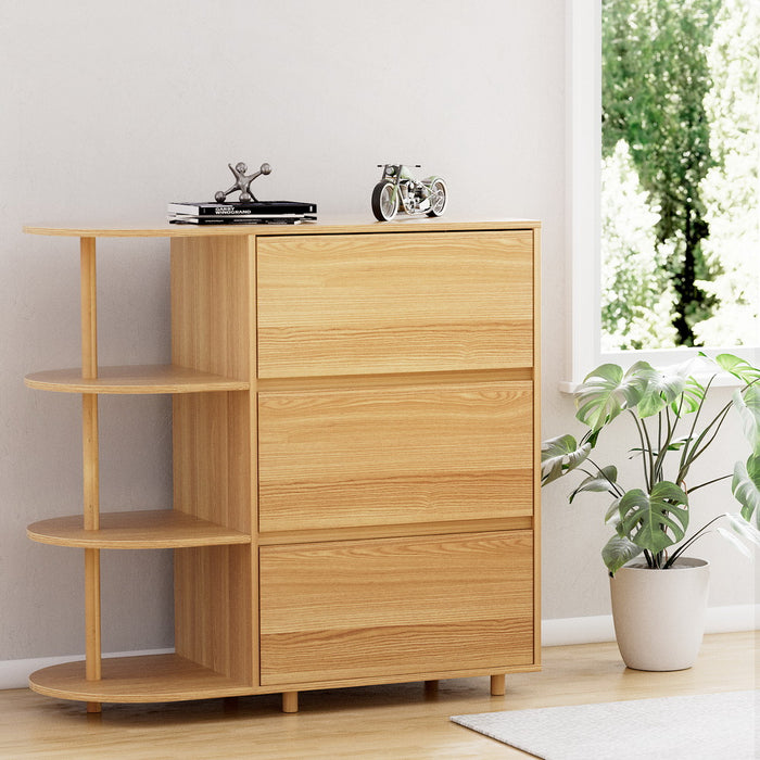 Chest Of 3 Drawers Storage Cabinet 3 Shelves Pine