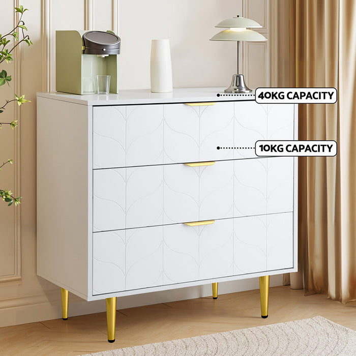 3 Chest Of Drawers Lowboy Cabinet White