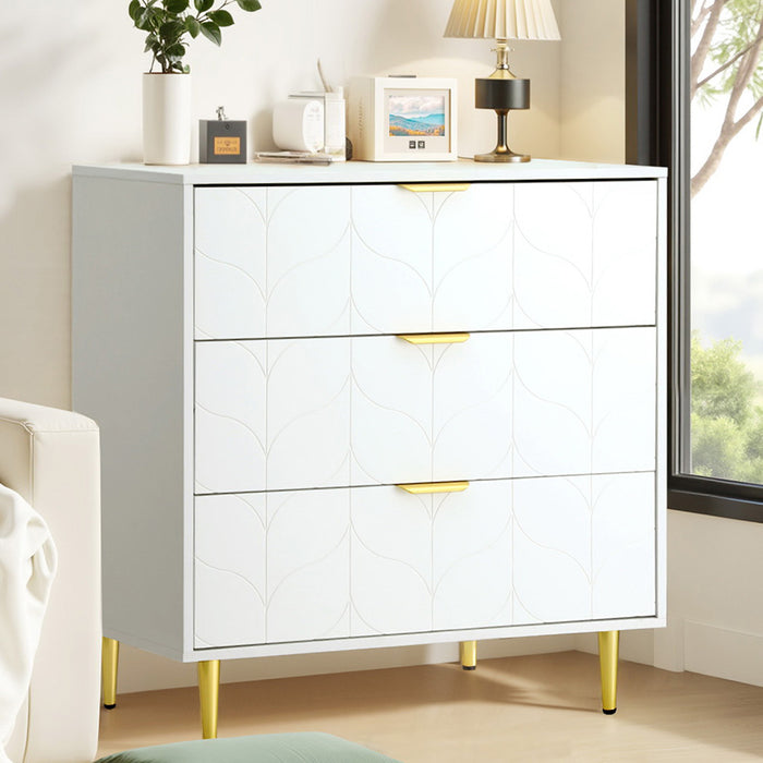 3 Chest Of Drawers Lowboy Cabinet White