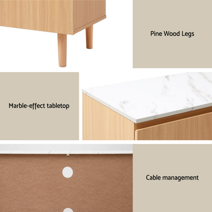 Tv Cabinet Entertainment Unit Stand 180cm Pine White