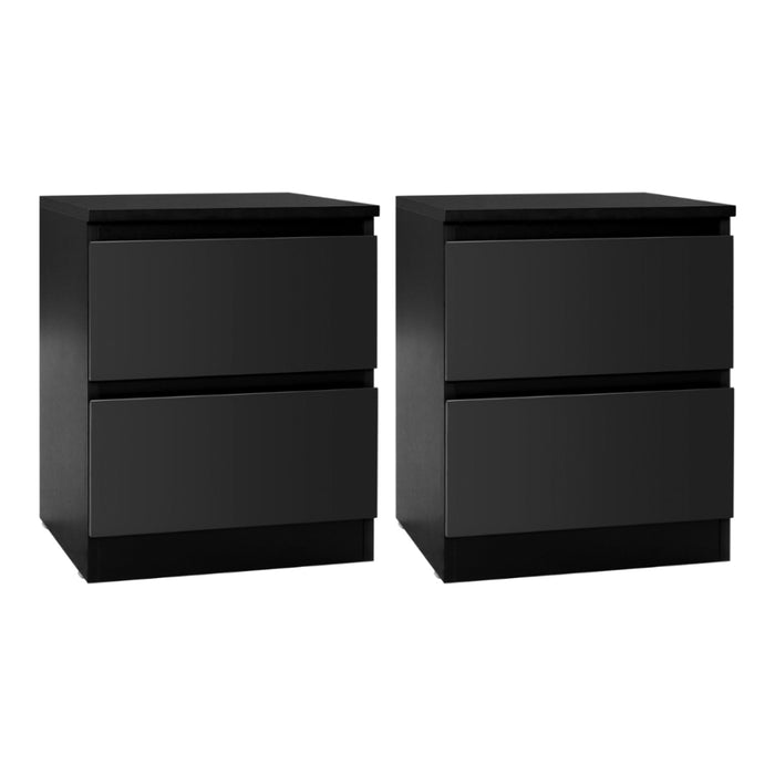 2X Bedside Table 2 Drawers Pepe Black