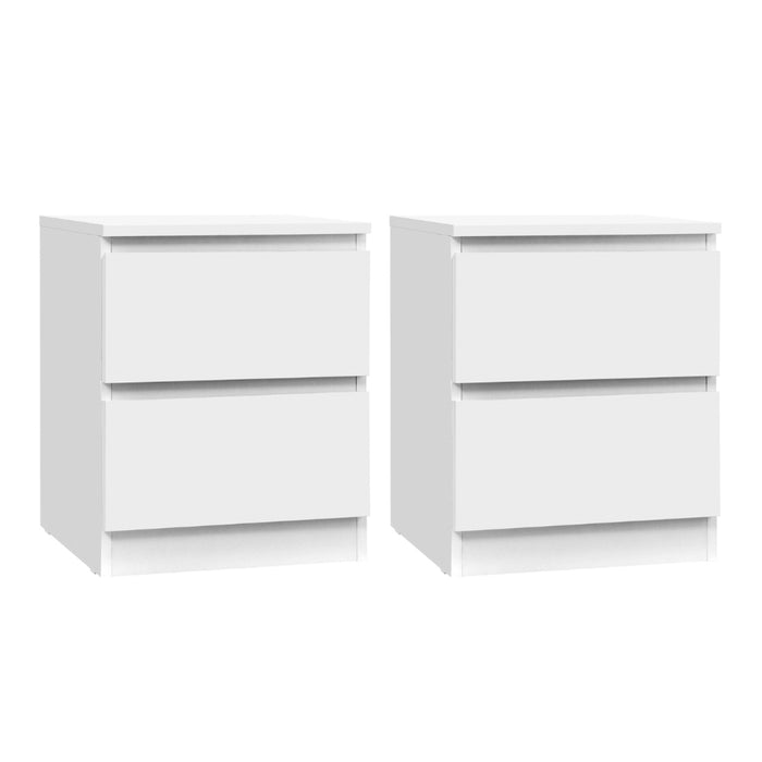 2X Bedside Table 2 Drawers Pepe White