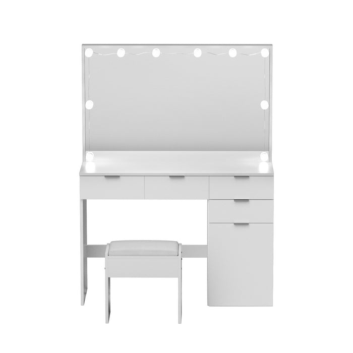 Dressing Table Set Stool 10 Led Bulbs White