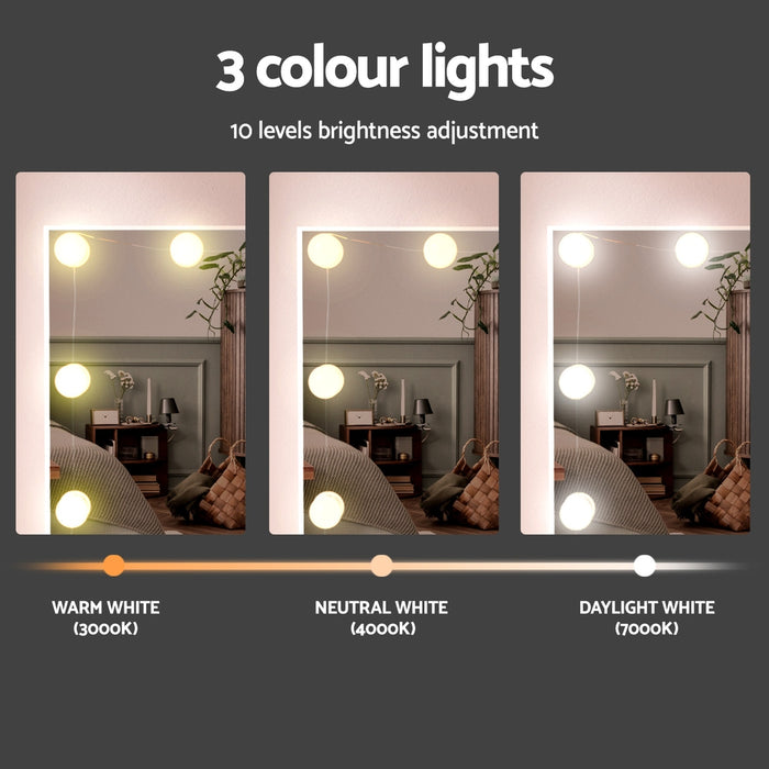 Dressing Table Set Stool 10 Led Bulbs White