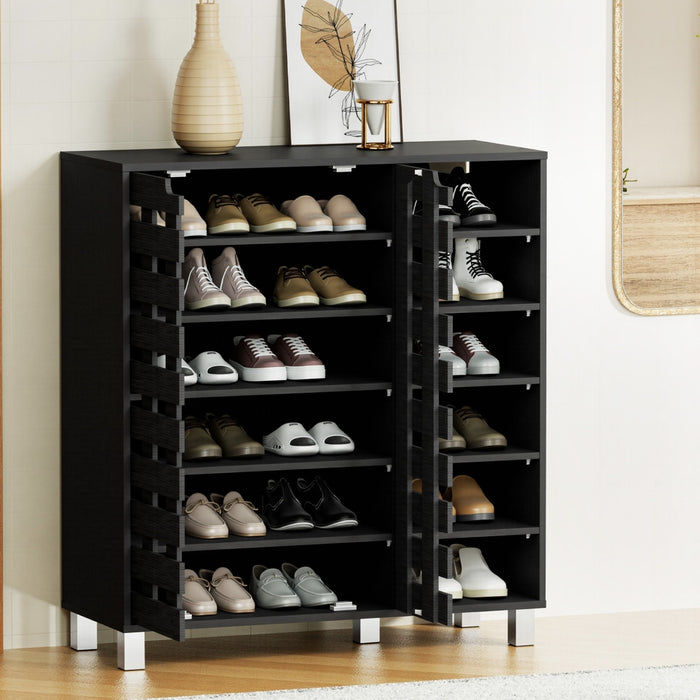 Shoe Rack Cabinet 6 Tier Storage Shelf Black