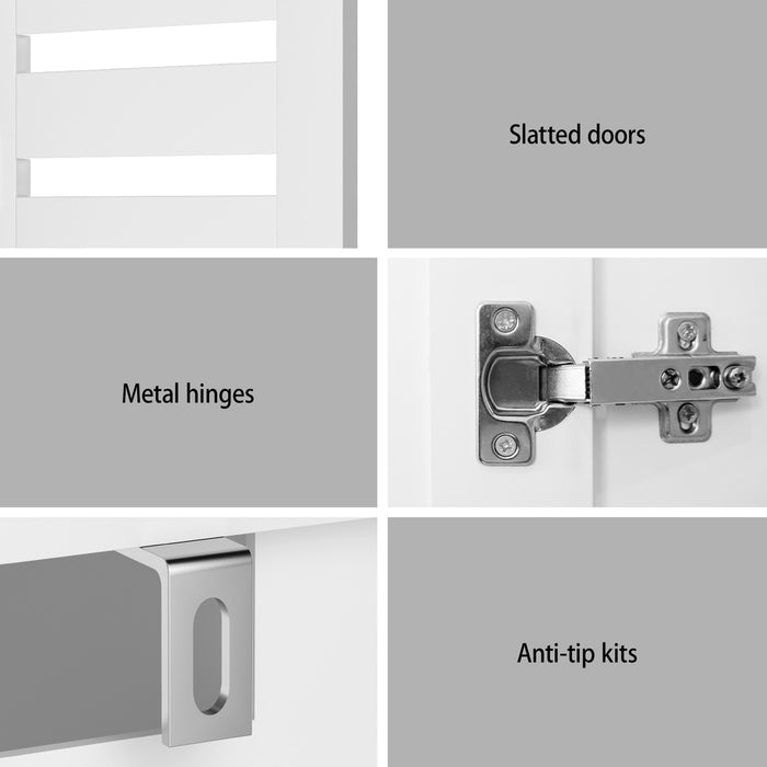 Shoe Rack Cabinet 30 Pairs Adjustable Shelf White