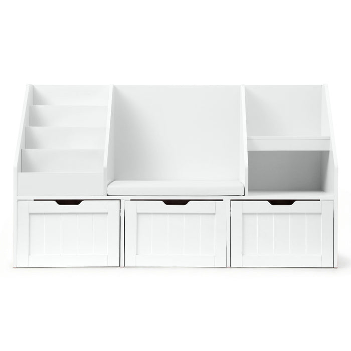 Kids Bookshelf Storage Organiser Toy Box Drawer Bench Seat Cabinet White