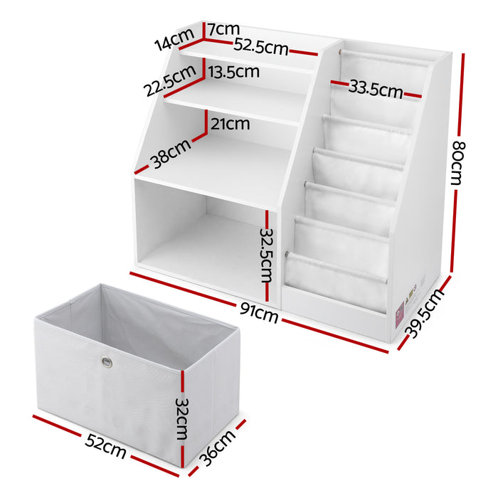 Kids Bookshelf Children Bookcase Organizer Storage Rack Display Drawer White