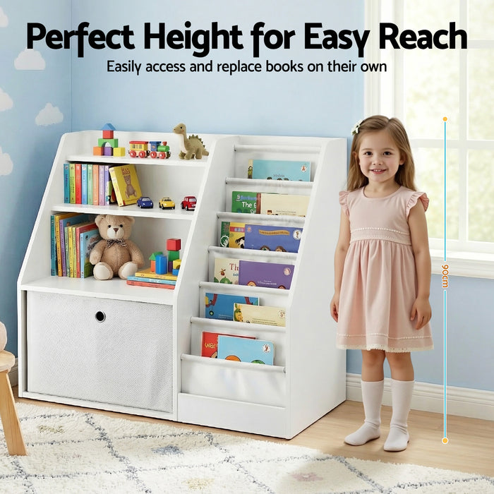 Kids Bookshelf Children Bookcase Organizer Storage Rack Display Drawer White