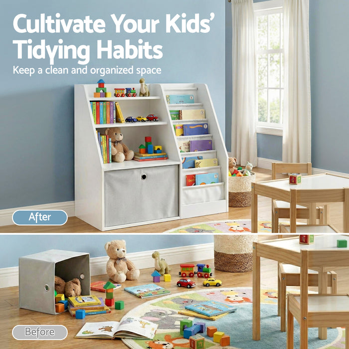 Kids Bookshelf Children Bookcase Organizer Storage Rack Display Drawer White