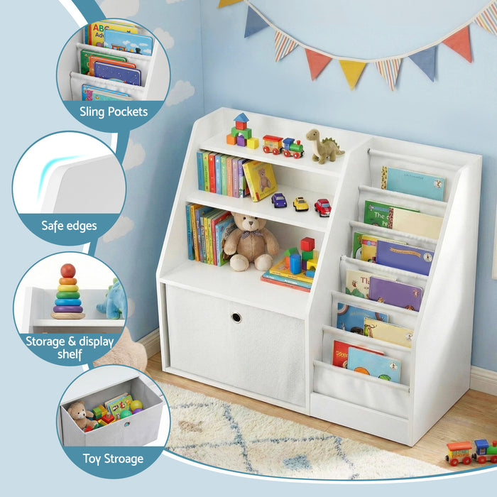 Kids Bookshelf Children Bookcase Organizer Storage Rack Display Drawer White