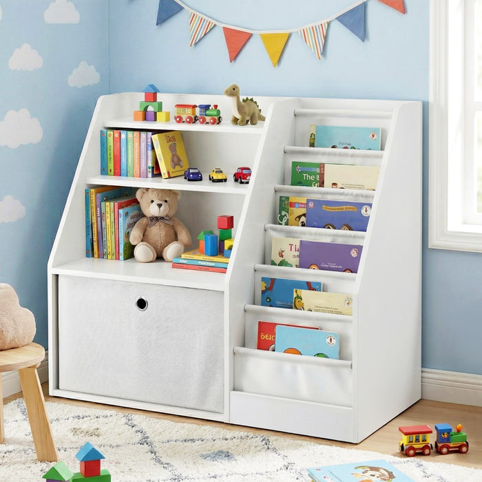 Kids Bookshelf Children Bookcase Organizer Storage Rack Display Drawer White