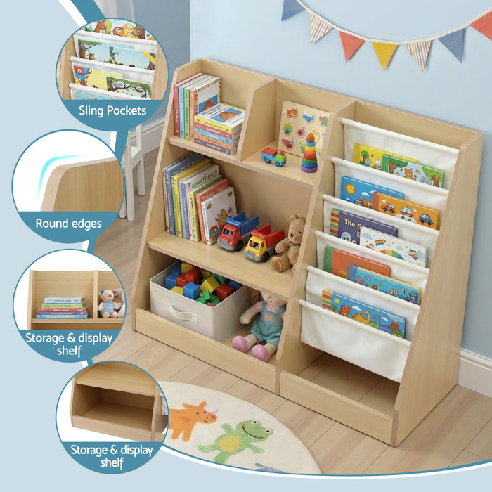 Kids Bookshelf Wood Bookcase Children Storage Rack Display Shelves Holder