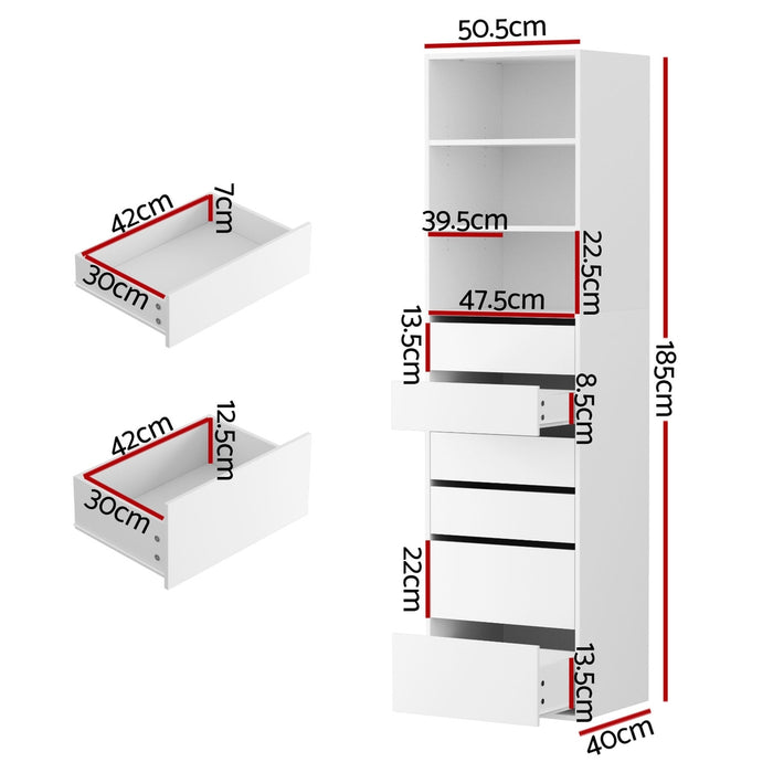6 Chest Of Drawers Tallboy Cabinet White