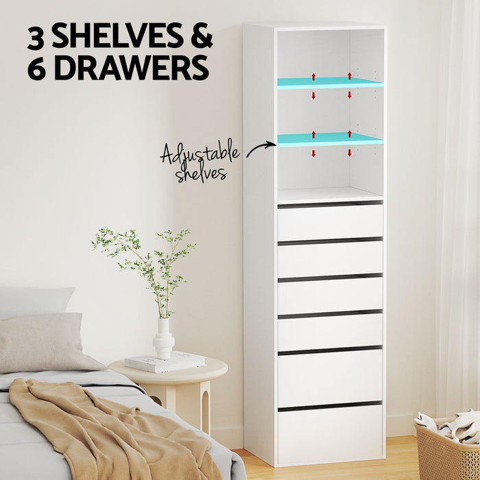 6 Chest Of Drawers Tallboy Cabinet White