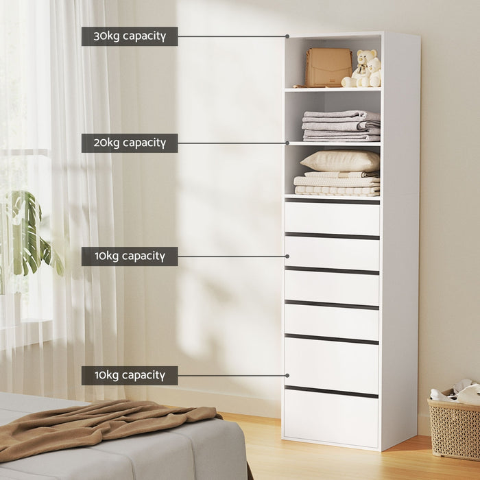 6 Chest Of Drawers Tallboy Cabinet White