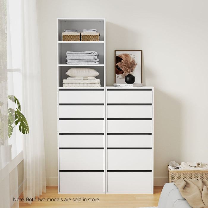 6 Chest Of Drawers Tallboy Cabinet White
