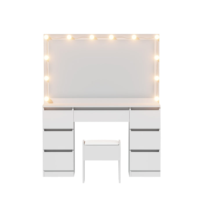 Dressing Table Vanity Desk Set Stool 12 Led Bulbs White