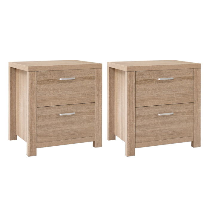 2X Bedside Table 2 Drawers Maxi Pine